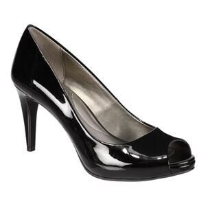 Bandolino Women's Rainaa Platform Stiletto Heel Peep Toe Pumps Black Size 9 1/2